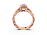 Rose gold Fancy Pink Radiant Cut Diamond Ring with Milgrain Pavé Band and Four-Prong Setting_22