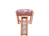Rose gold Fancy Pink Radiant Cut Diamond Ring with Milgrain Pavé Band and Four-Prong Setting_24