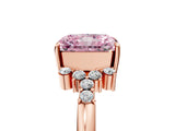 Rose gold Fancy Pink Radiant Cut Diamond Ring with Side Stones and Four-Prong Setting_100