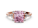 Rose gold Fancy Pink Radiant Cut Diamond Ring with Side Stones and Four-Prong Setting_95