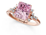 Rose gold Fancy Pink Radiant Cut Diamond Ring with Side Stones and Four-Prong Setting_96