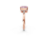 Rose gold Fancy Pink Radiant Cut Diamond Ring with Side Stones and Four-Prong Setting_97