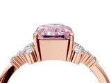 Rose gold Fancy Pink Radiant Cut Diamond Ring with Side Stones and Four-Prong Setting_99
