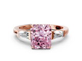 Rose gold Fancy Pink Radiant  Cut Diamond Ring with Tapered Baguette Side Stones in Four-Prong Setting_3