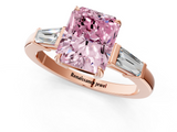 Rose gold Fancy Pink Radiant  Cut Diamond Ring with Tapered Baguette Side Stones in Four-Prong Setting_4