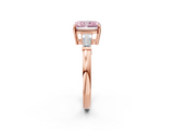 Rose gold Fancy Pink Radiant  Cut Diamond Ring with Tapered Baguette Side Stones in Four-Prong Setting_5
