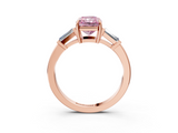 Rose gold Fancy Pink Radiant  Cut Diamond Ring with Tapered Baguette Side Stones in Four-Prong Setting_6