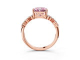 Rose gold Fancy Pink Radiant Cut Diamond Scattered Round Accent Ring with Prong Setting_15