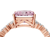 Rose gold Fancy Pink Radiant Cut Diamond Scattered Round Accent Ring with Prong Setting_16