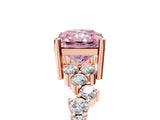 Rose gold Fancy Pink Radiant Cut Diamond Scattered Round Accent Ring with Prong Setting_17