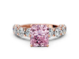 Rose gold Fancy Pink Radiant Cut Diamond Side Stone Engagement Ring with Four-Prong Setting_24