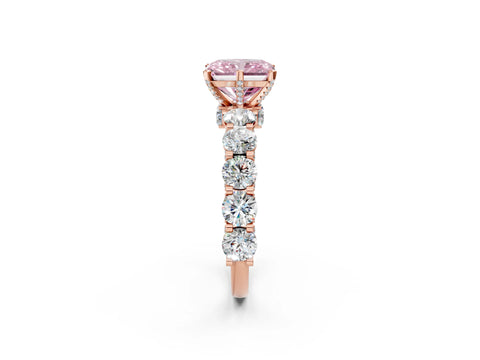 Rose gold Fancy Pink Radiant Cut Diamond Side Stone Engagement Ring with Four-Prong Setting_26