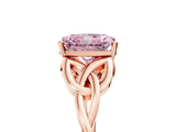 Rose gold Fancy Pink Radiant Cut Diamond Solitaire Celtic Knot Ring with Four-Prong Setting_46