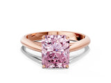 Rose gold Fancy Pink Radiant Cut Diamond Solitaire Engagement Ring with Cathedral Setting and Four-Prong Mount_132