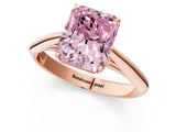 Rose gold Fancy Pink Radiant Cut Diamond Solitaire Engagement Ring with Cathedral Setting and Four-Prong Mount_133