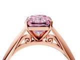 Rose gold Fancy Pink Radiant Cut Diamond Solitaire Engagement Ring with Cathedral Setting and Four-Prong Mount_136