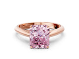 Rose gold Fancy Pink Radiant Cut Diamond Solitaire Engagement Ring with Cathedral Setting and Four-Prong Mount_24