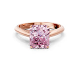 Rose gold Fancy Pink Radiant Cut Diamond Solitaire Engagement Ring with Cathedral Setting and Four-Prong Mount_78