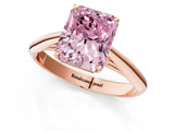 Rose gold Fancy Pink Radiant Cut Diamond Solitaire Engagement Ring with Cathedral Setting and Four-Prong Mount_79