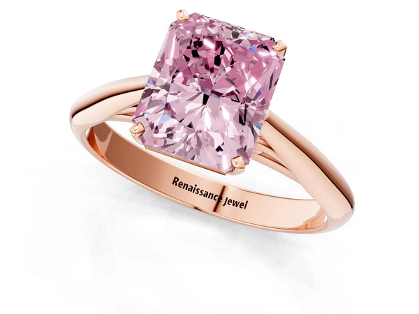 Rose Gold Radiant Cut Solitaire Cathedral Engagement Ring Setting for Fancy Pink Center