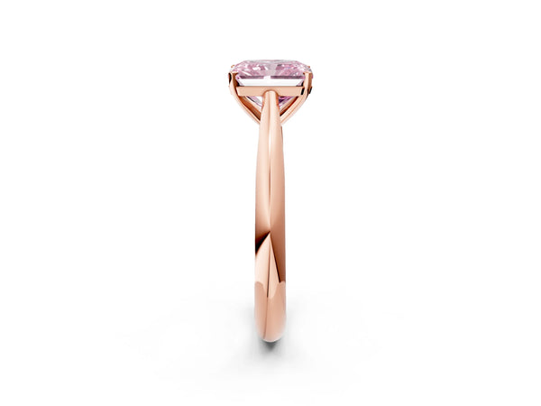 Rose Gold Radiant Cut Solitaire Cathedral Engagement Ring Setting for Fancy Pink Center