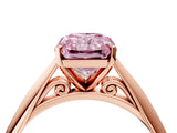 Rose gold Fancy Pink Radiant Cut Diamond Solitaire Engagement Ring with Cathedral Setting and Four-Prong Mount_82