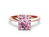 Rose gold Fancy Pink Radiant Cut Diamond Solitaire Engagement Ring with Classic Band and Four-Prong Setting_12