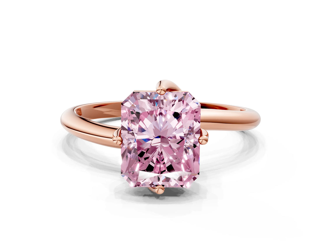 Rose gold Fancy Pink Radiant Cut Diamond Solitaire Engagement Ring with Four-Prong Setting and Classic Band_20