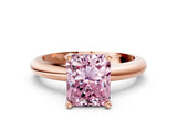 Rose gold Fancy Pink Radiant Cut Diamond Solitaire Engagement Ring with Round Band and Four-Prong Setting_138