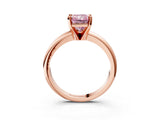Rose gold Fancy Pink Radiant Cut Diamond Solitaire Engagement Ring with Round Band and Four-Prong Setting_141