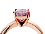 Rose gold Fancy Pink Radiant Cut Diamond Solitaire Engagement Ring with Round Band and Four-Prong Setting_142