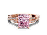 Rose gold Fancy Pink Radiant Cut Diamond Solitaire Engagement Ring with Twisted Pavé Band and Four-Prong Setting_44