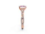 Rose gold Fancy Pink Radiant Cut Diamond Solitaire Engagement Ring with Twisted Pavé Band and Four-Prong Setting_46