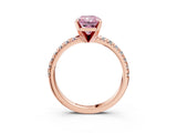Rose gold Fancy Pink Radiant Cut Diamond Solitaire Pavé Engagement Ring with Round Band and Prong Setting_52
