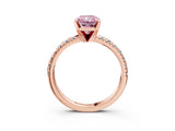Rose gold Fancy Pink Radiant Cut Diamond Solitaire Pavé Engagement Ring with Round Band and Prong Setting_58