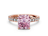 Rose gold Fancy Pink Radiant Cut Diamond Solitaire Pavé Engagement Ring with Round Band and Prong Setting_67