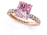 Rose gold Fancy Pink Radiant Cut Diamond Solitaire Pavé Engagement Ring with Round Band and Prong Setting_68