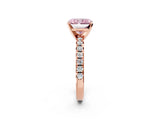 Rose gold Fancy Pink Radiant Cut Diamond Solitaire Pavé Engagement Ring with Round Band and Prong Setting_69