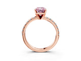 Rose gold Fancy Pink Radiant Cut Diamond Solitaire Pavé Engagement Ring with Round Band and Prong Setting_70