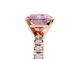 Rose gold Fancy Pink Radiant Cut Diamond Solitaire Pavé Engagement Ring with Round Band and Prong Setting_72
