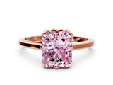 Rose gold Fancy Pink Radiant Cut Diamond Solitaire Ring with Flower Prong Setting and Classic Band_36