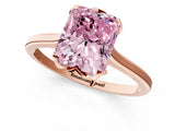 Rose gold Fancy Pink Radiant Cut Diamond Solitaire Ring with Flower Prong Setting and Classic Band_37