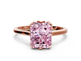 Rose gold Fancy Pink Radiant Cut Diamond Solitaire Ring with Flower Prong Setting and Classic Band_54
