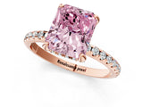 Rose gold Fancy Pink Radiant Cut Diamond Solitaire Ring with Four-Prong Setting and Pavé Band_4