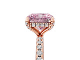Rose gold Fancy Pink Radiant Cut Diamond Solitaire Ring with Four-Prong Setting and Pavé Band_8