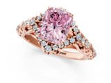 Rose gold Fancy Pink Radiant Cut Diamond Solitaire Ring with Hidden Halo and Pavé Band_28