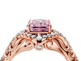 Rose gold Fancy Pink Radiant Cut Diamond Solitaire Ring with Hidden Halo and Pavé Band_31
