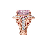 Rose gold Fancy Pink Radiant Cut Diamond Solitaire Ring with Hidden Halo and Pavé Band_32