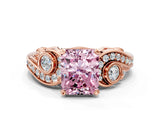 Rose gold Fancy Pink Radiant Cut Diamond Solitaire Ring with Milgrain Pavé Band and Four-Prong Setting_153