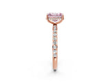 Rose gold Fancy Pink Radiant Cut Diamond Solitaire Ring with Pavé Band and Hidden Halo_17